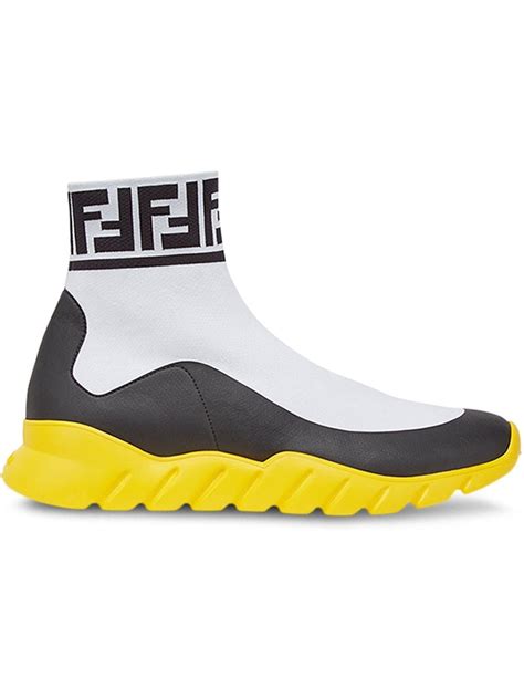 fendi men's logo sock sneakers